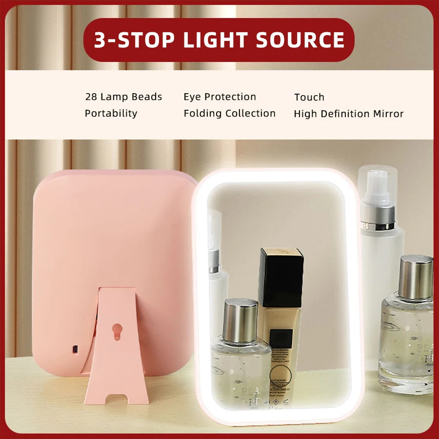 LED Touch Screen Folding Makeup Mirror