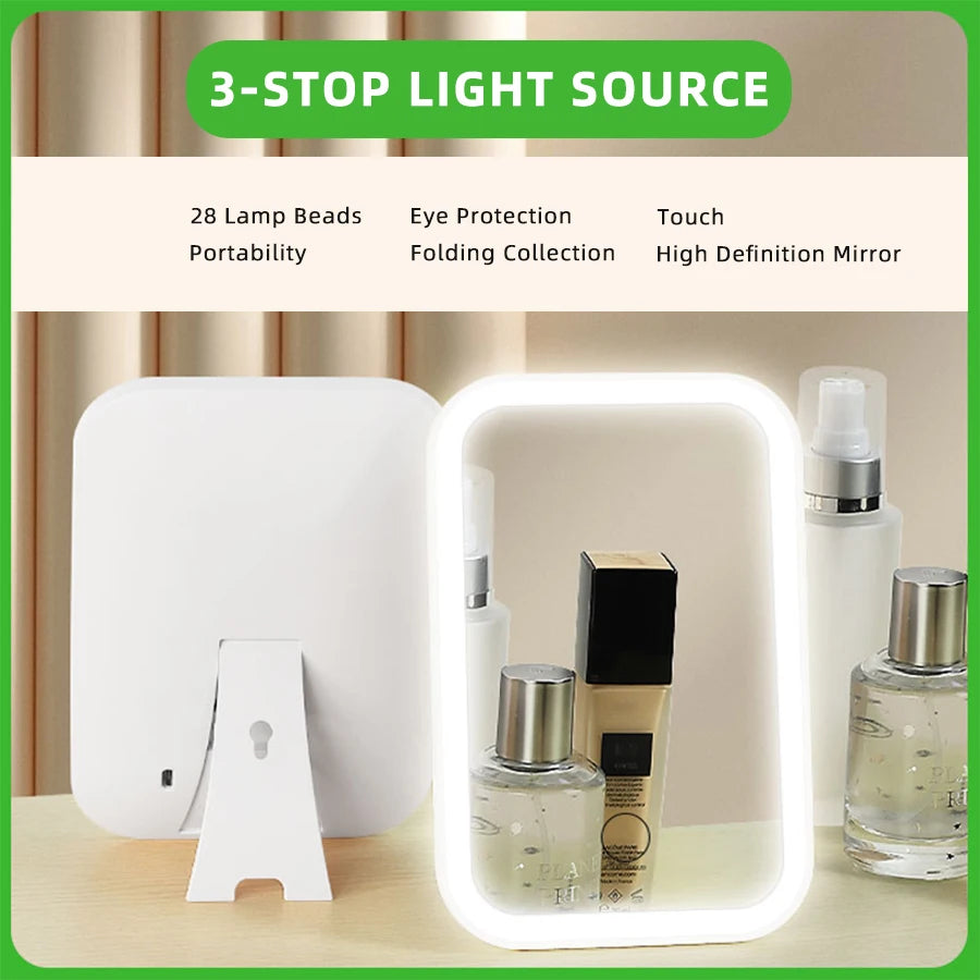 LED Touch Screen Folding Makeup Mirror