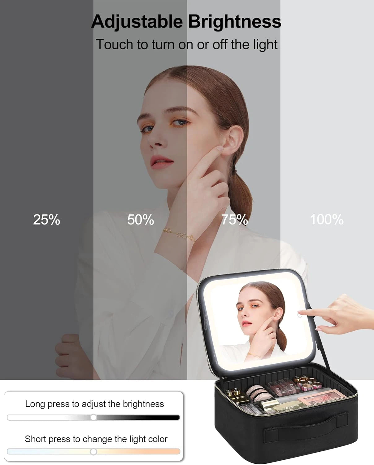 Makeup Organizer with Mirror Light