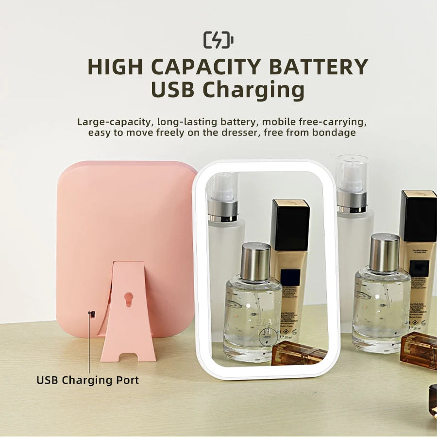LED Touch Screen Folding Makeup Mirror