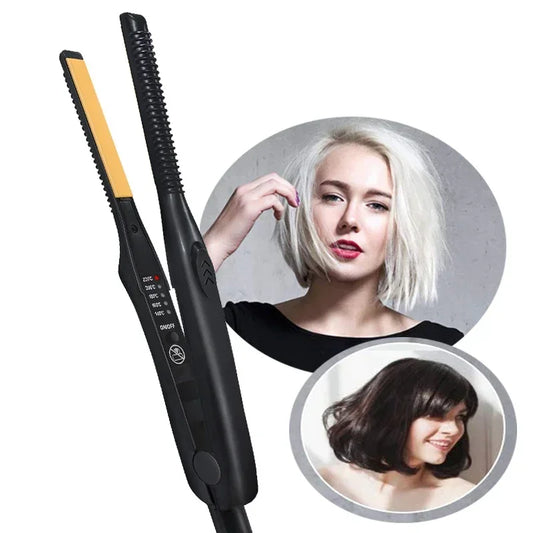 2-in-1 Mini Hair Straightener Curler Ceramic Flat Iron Tool
