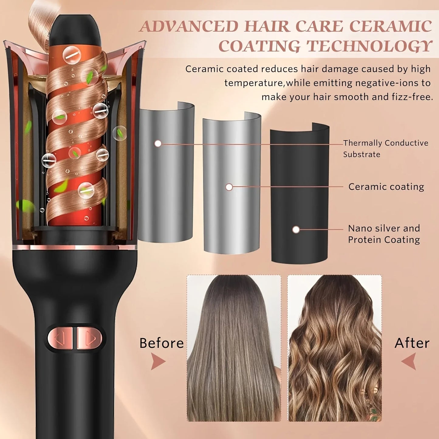 Rotating Ceramic Air Spin Curling Iron