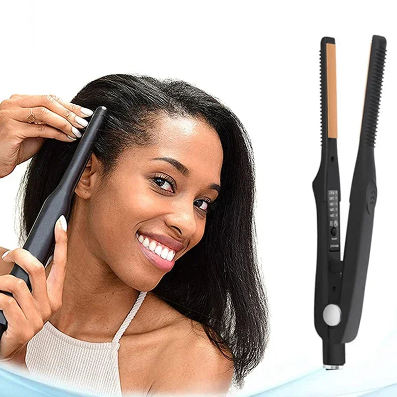 2-in-1 Mini Hair Straightener Curler Ceramic Flat Iron Tool