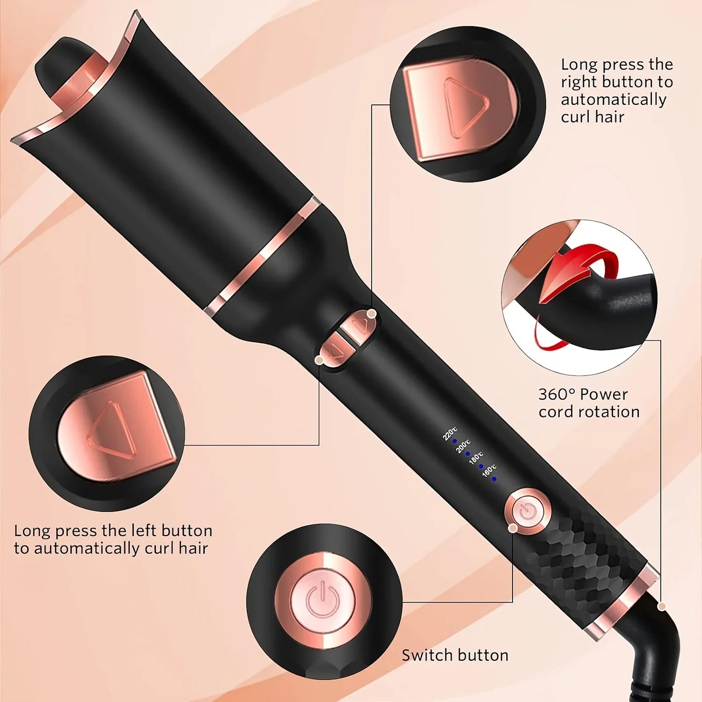 Rotating Ceramic Air Spin Curling Iron